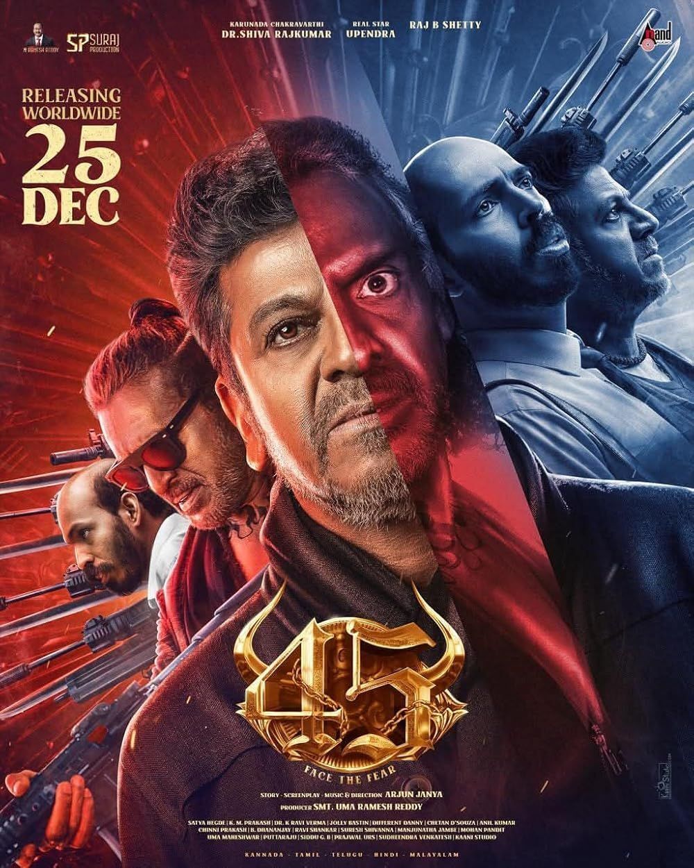 45 (2025) Uncut 1080P Webrip X265 Hevc [Dual Audio][Hindi (Clean) Kannada 5 1] -Hdhub