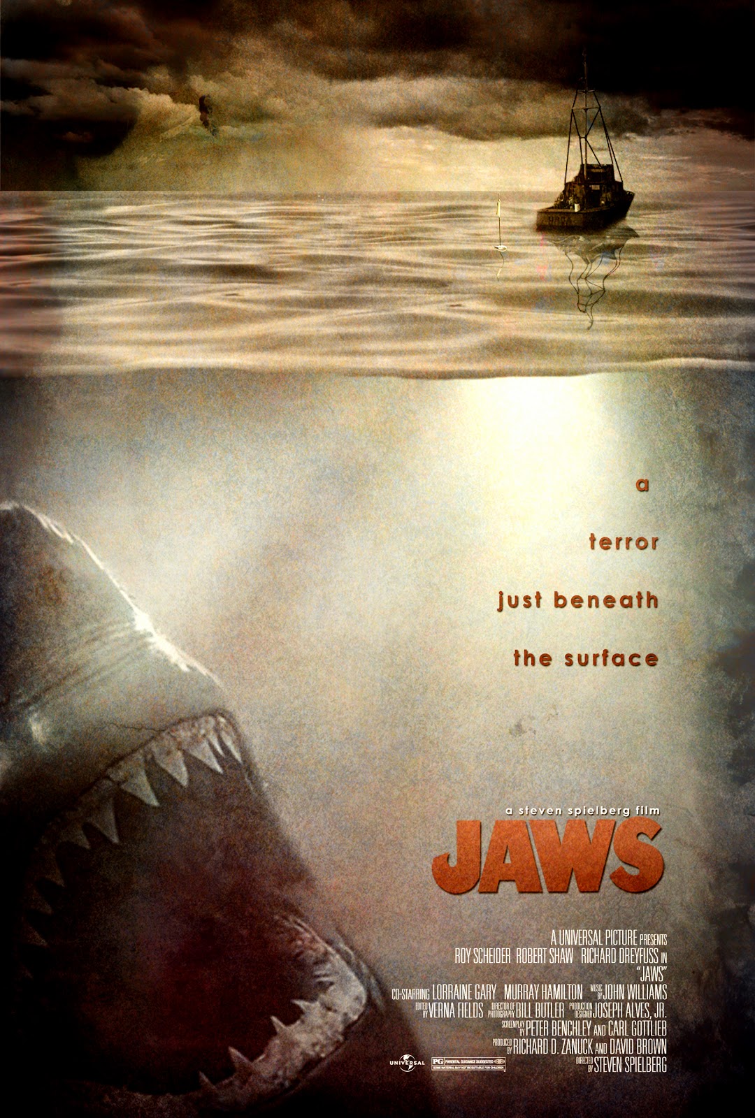 Jaws (1975) 1080P Bluray X265 Hevc Esub [Dual Audio][Hindi 5 1 English 5 1] -Tdoc