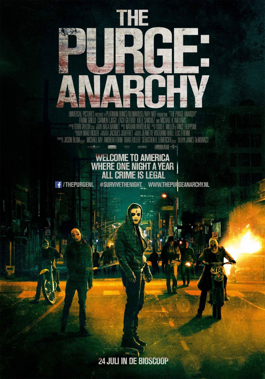 The Purge Anarchy (2014) 720P Bluray X264 Esub [Dual Audio][Hindi 5 1 English 5 1] -Mkvc