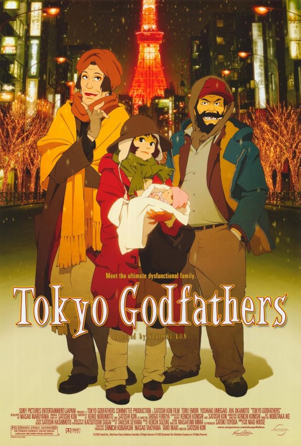 Tokyo Godfathers (2003) Rem 1080P Bluray X265 Hevc Esub [Multi Audio][Hindi 5 1 English 5 1 Japanese 5 1] -Msmod